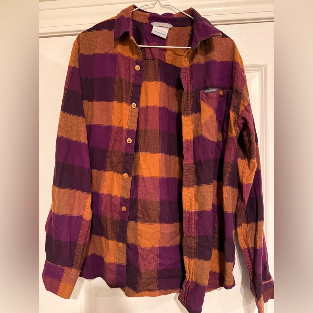 Columbia Purple and Brown Checkered Shirt